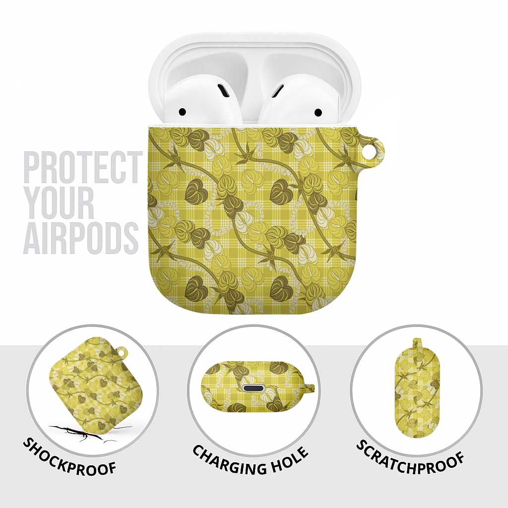 Anthurium Pikake Ti Leaf Palaka AirPods Case Yellow Version LT01 - Polynesian Pride
