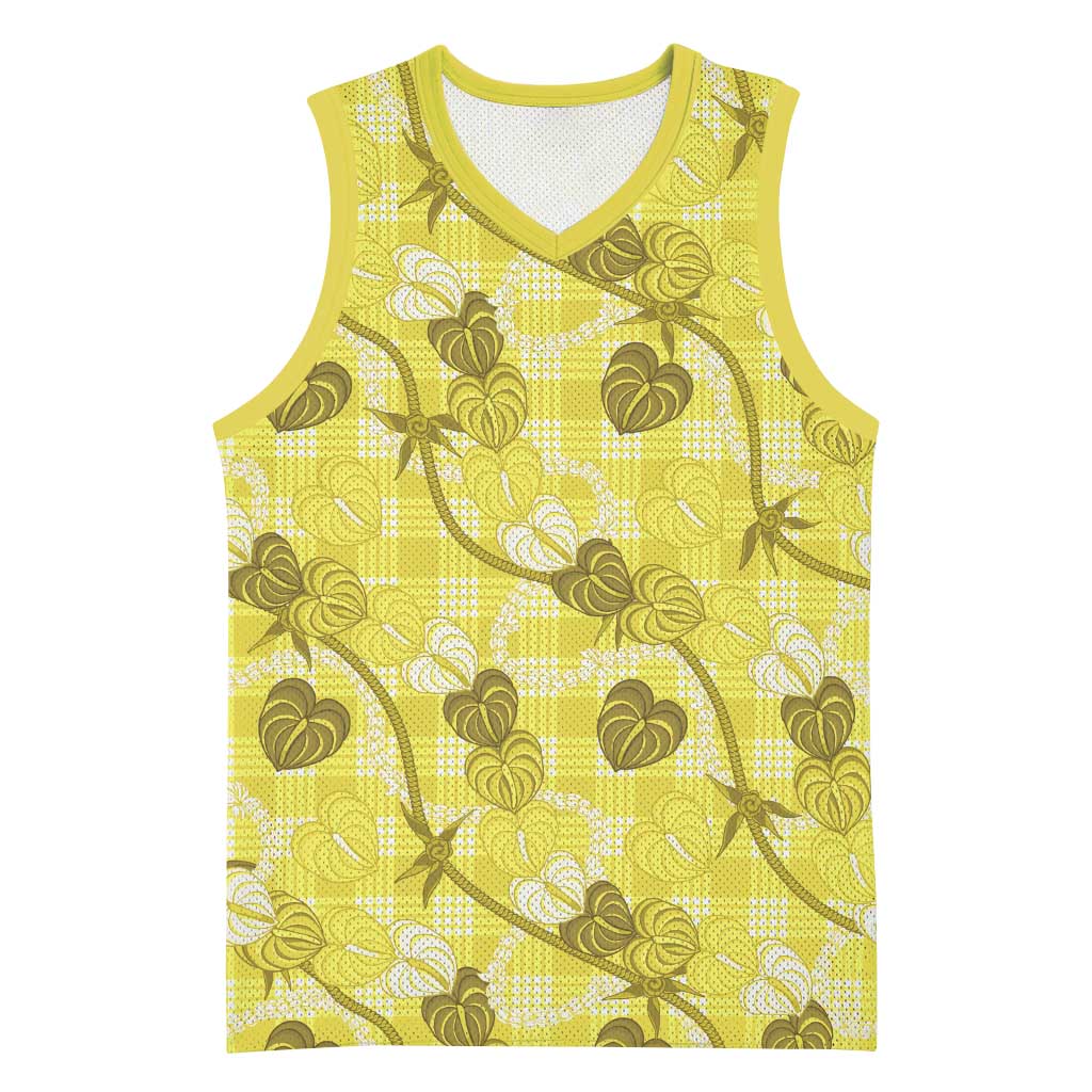 Anthurium Pikake Ti Leaf Palaka Basketball Jersey Yellow Version LT01 Unisex Yellow - Polynesian Pride