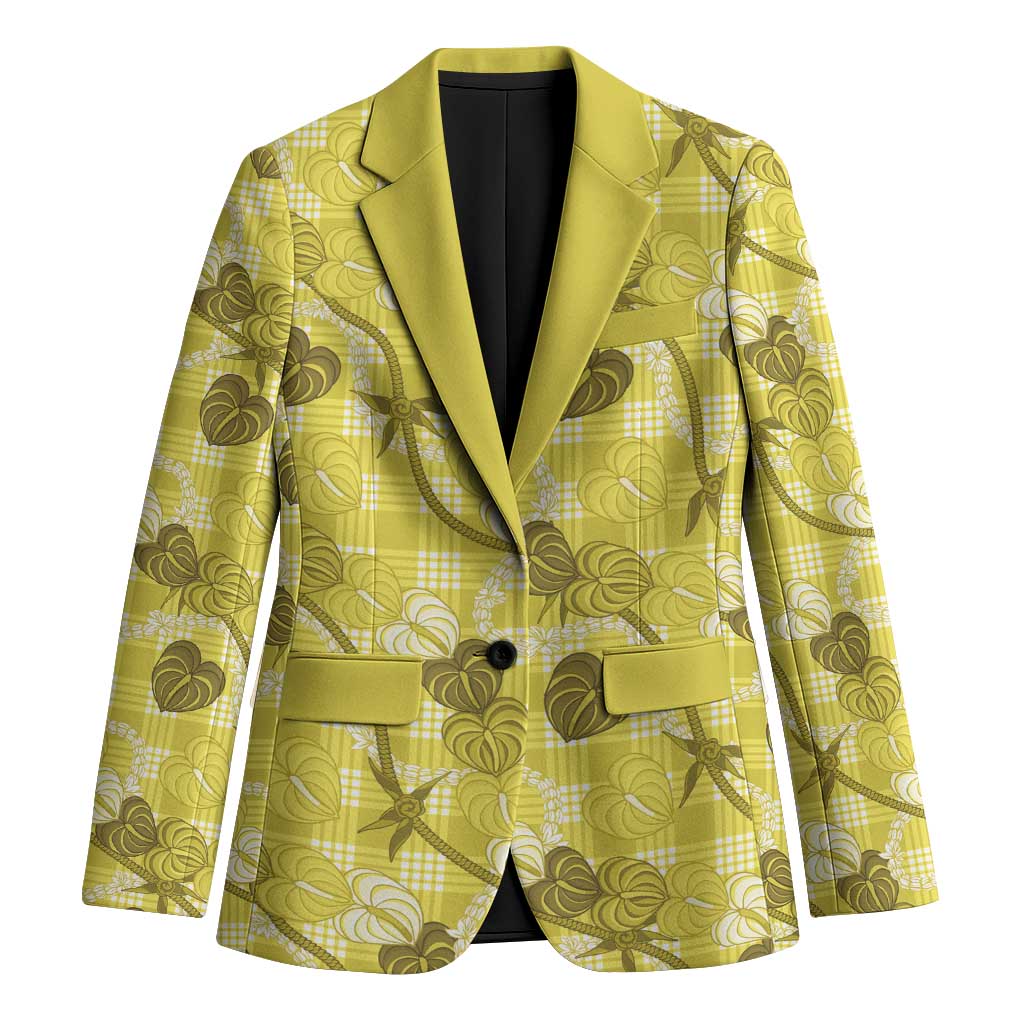 Anthurium Pikake Ti Leaf Palaka Blazer Yellow Version LT01 Unisex Yellow - Polynesian Pride
