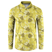 Anthurium Pikake Ti Leaf Palaka Button Sweatshirt Yellow Version LT01 Yellow - Polynesian Pride