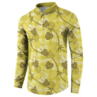 Anthurium Pikake Ti Leaf Palaka Button Sweatshirt Yellow Version LT01 - Polynesian Pride