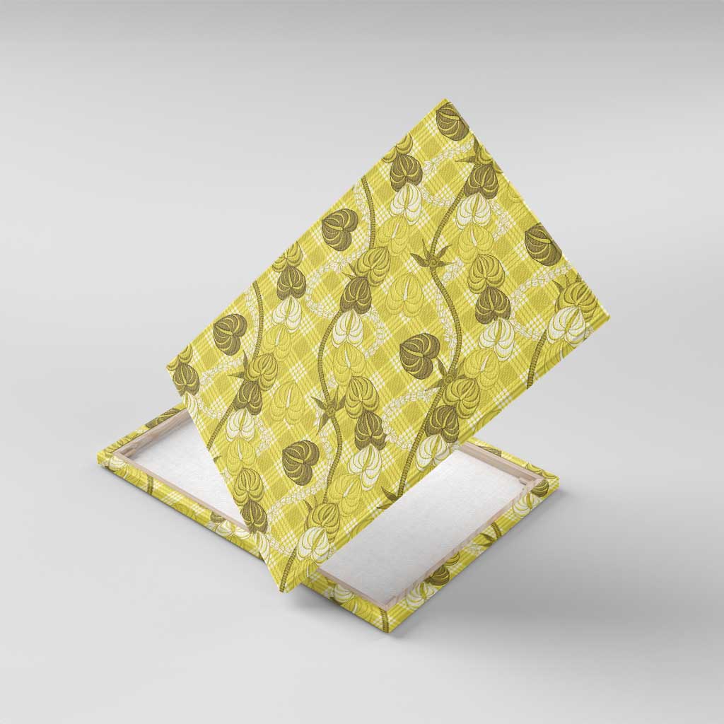 Anthurium Pikake Ti Leaf Palaka Canvas Wall Art Yellow Version