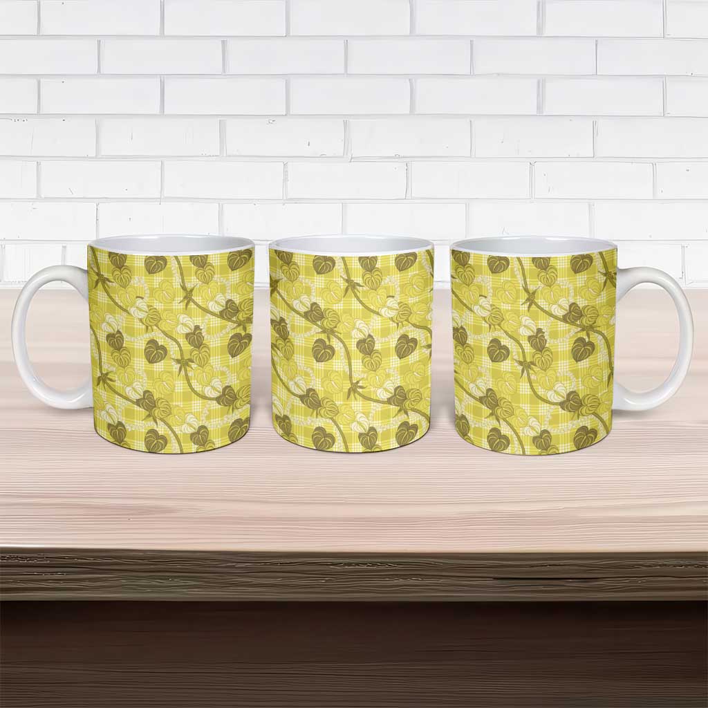 Anthurium Pikake Ti Leaf Palaka Ceramic Mug Yellow Version