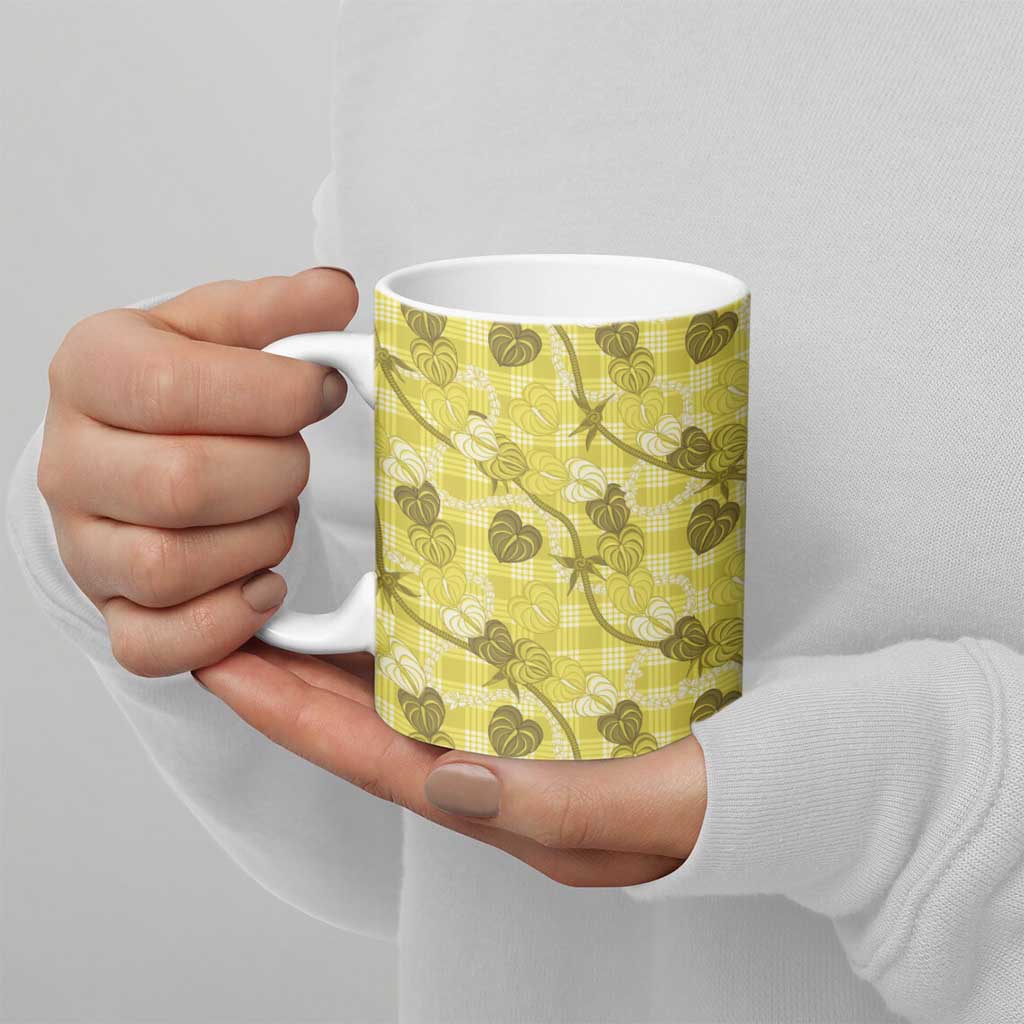 Anthurium Pikake Ti Leaf Palaka Ceramic Mug Yellow Version