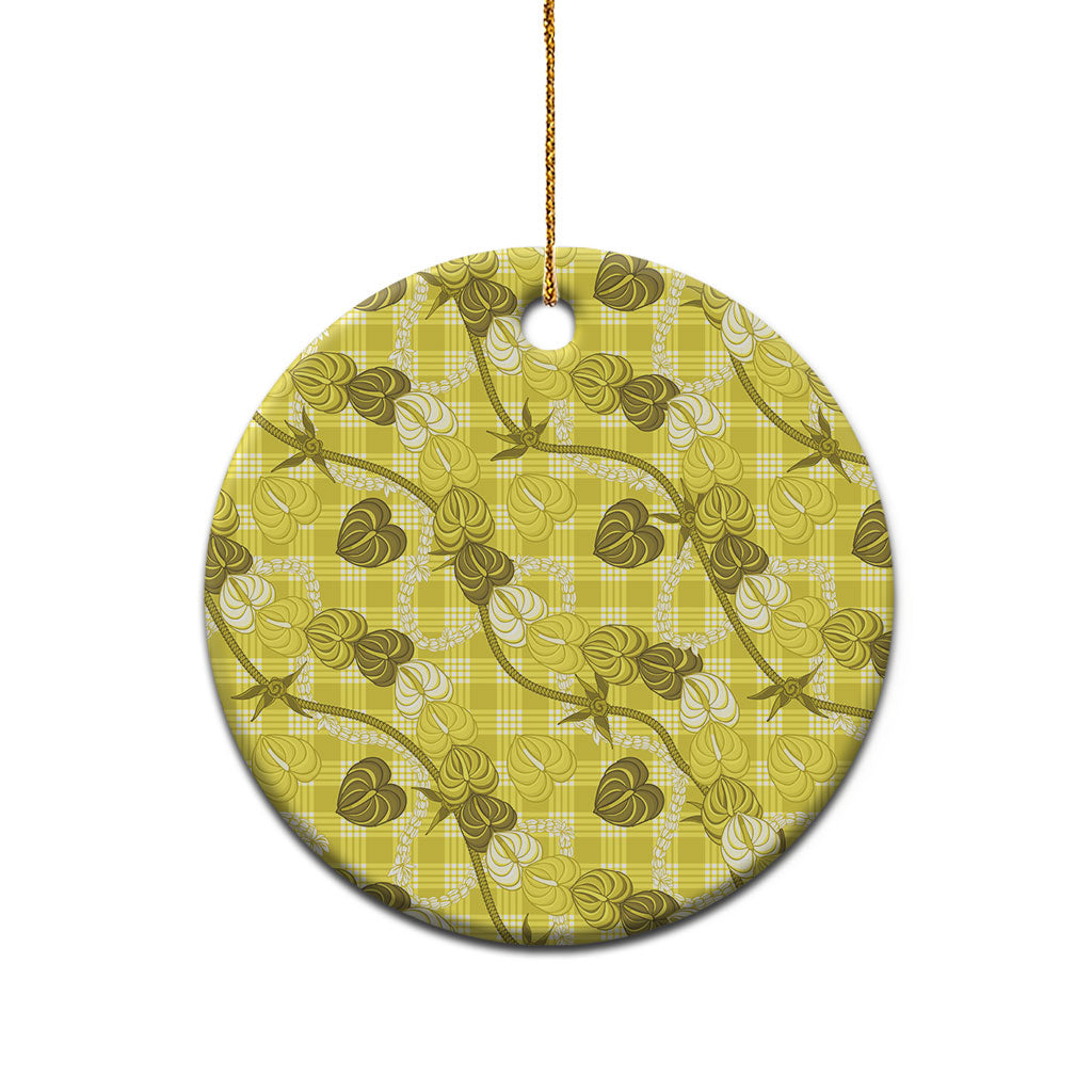 Anthurium Pikake Ti Leaf Palaka Ceramic Ornament Yellow Version LT01 - Polynesian Pride