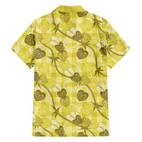 Anthurium Pikake Ti Leaf Palaka Family Matching Off Shoulder Short Dress and Hawaiian Shirt Yellow Version LT01 - Polynesian Pride