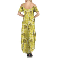 Anthurium Pikake Ti Leaf Palaka Family Matching Summer Maxi Dress and Hawaiian Shirt Yellow Version LT01 - Polynesian Pride