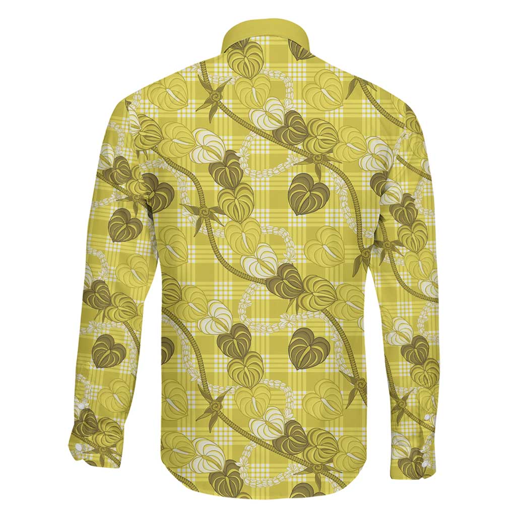 Anthurium Pikake Ti Leaf Palaka Family Matching Tank Maxi Dress and Hawaiian Shirt Yellow Version