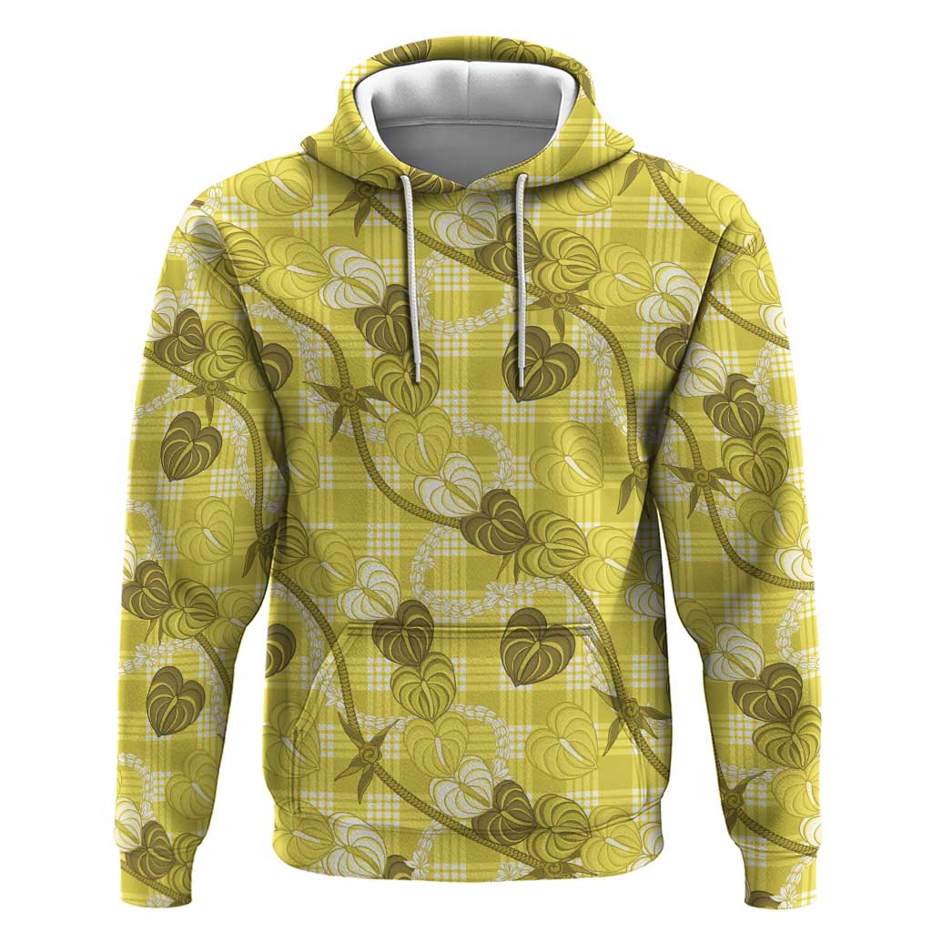 Anthurium Pikake Ti Leaf Palaka Hoodie Yellow Version LT01 Pullover Hoodie Yellow - Polynesian Pride