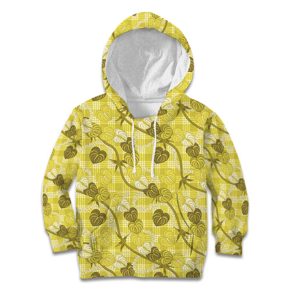 Anthurium Pikake Ti Leaf Palaka Kid Hoodie Yellow Version LT01 Hoodie Yellow - Polynesian Pride