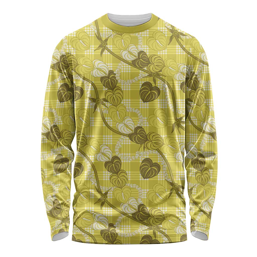 Anthurium Pikake Ti Leaf Palaka Long Sleeve Shirt Yellow Version