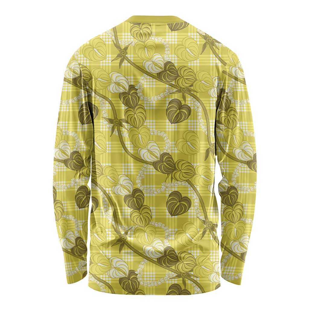 Anthurium Pikake Ti Leaf Palaka Long Sleeve Shirt Yellow Version