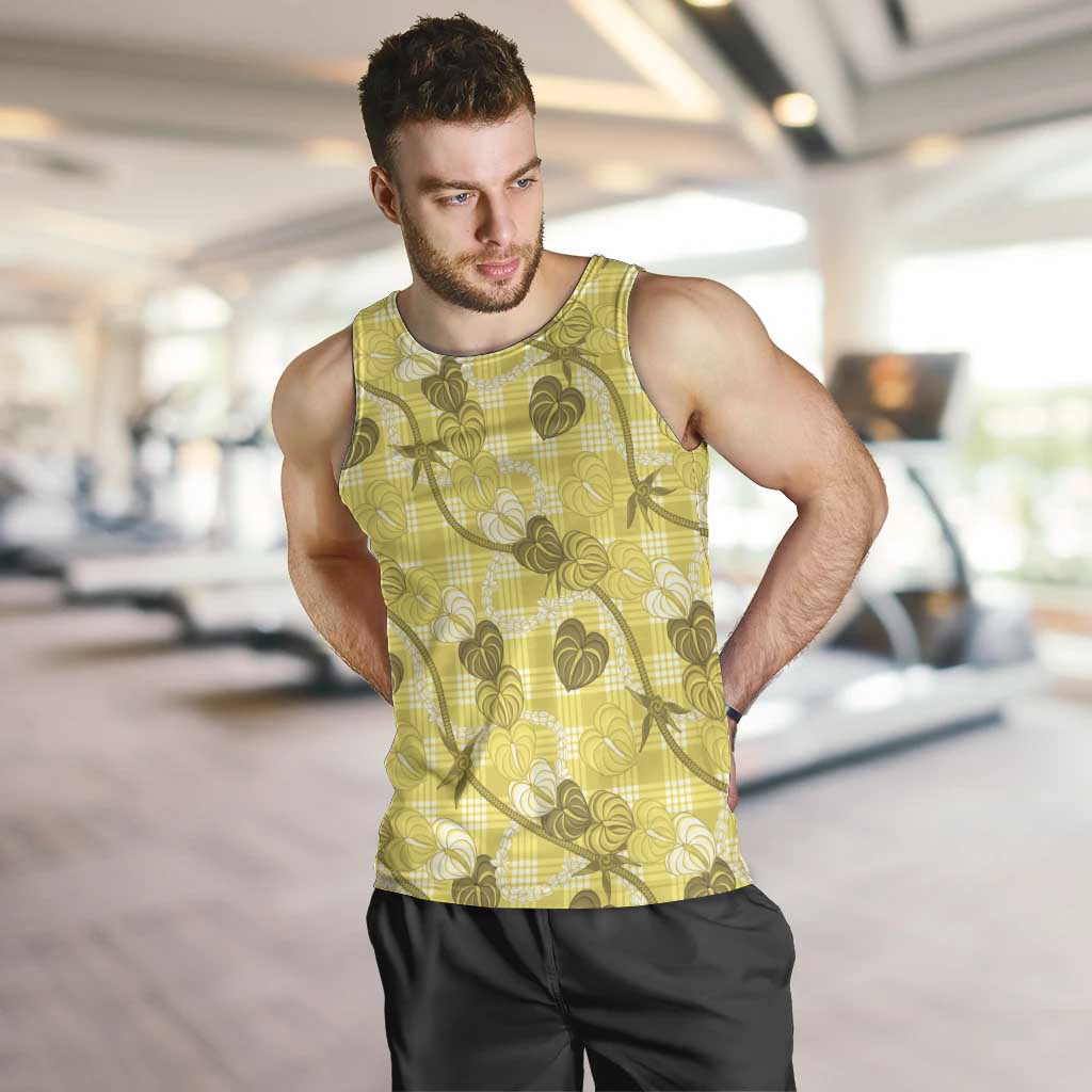 Anthurium Pikake Ti Leaf Palaka Men Tank Top Yellow Version LT01 Yellow - Polynesian Pride