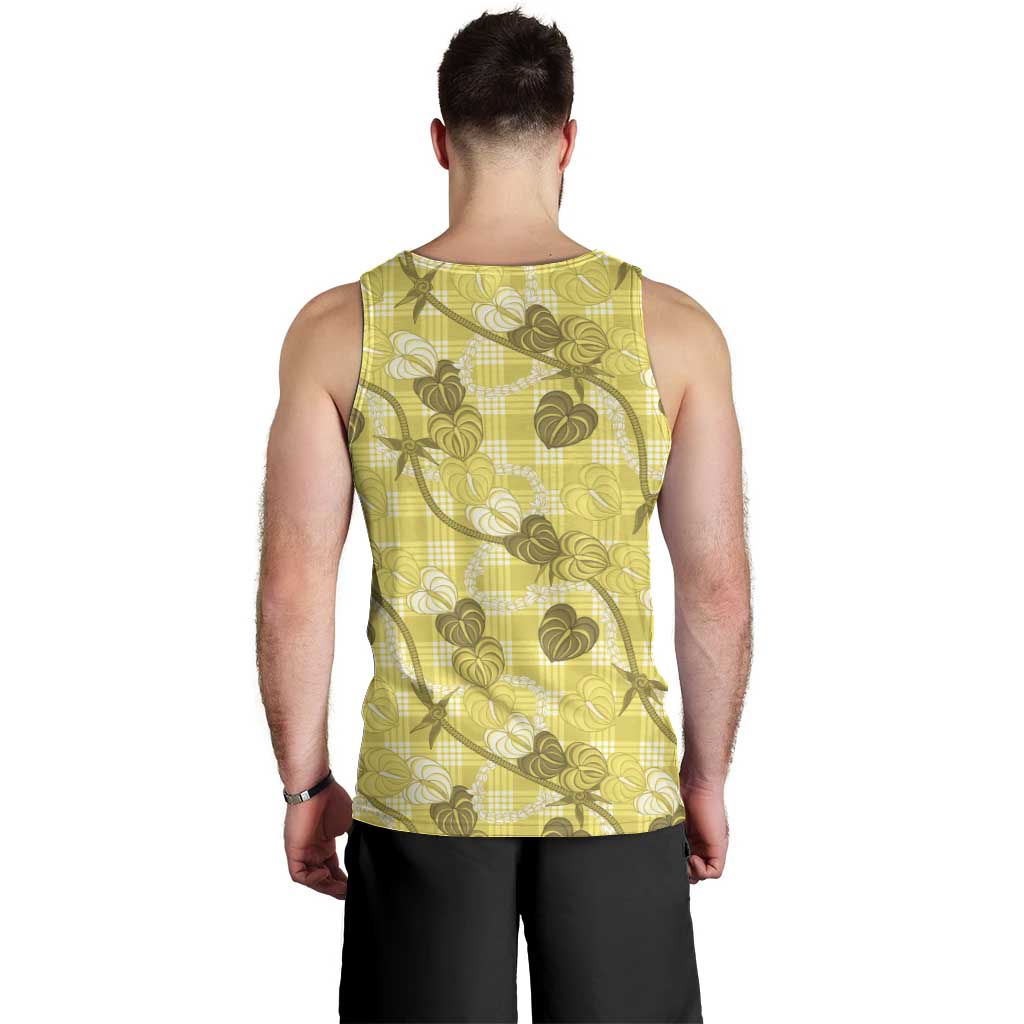 Anthurium Pikake Ti Leaf Palaka Men Tank Top Yellow Version LT01 - Polynesian Pride