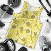 Anthurium Pikake Ti Leaf Palaka Men Tank Top Yellow Version LT01 - Polynesian Pride