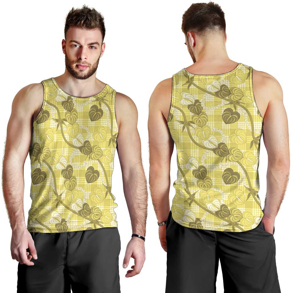 Anthurium Pikake Ti Leaf Palaka Men Tank Top Yellow Version LT01 - Polynesian Pride