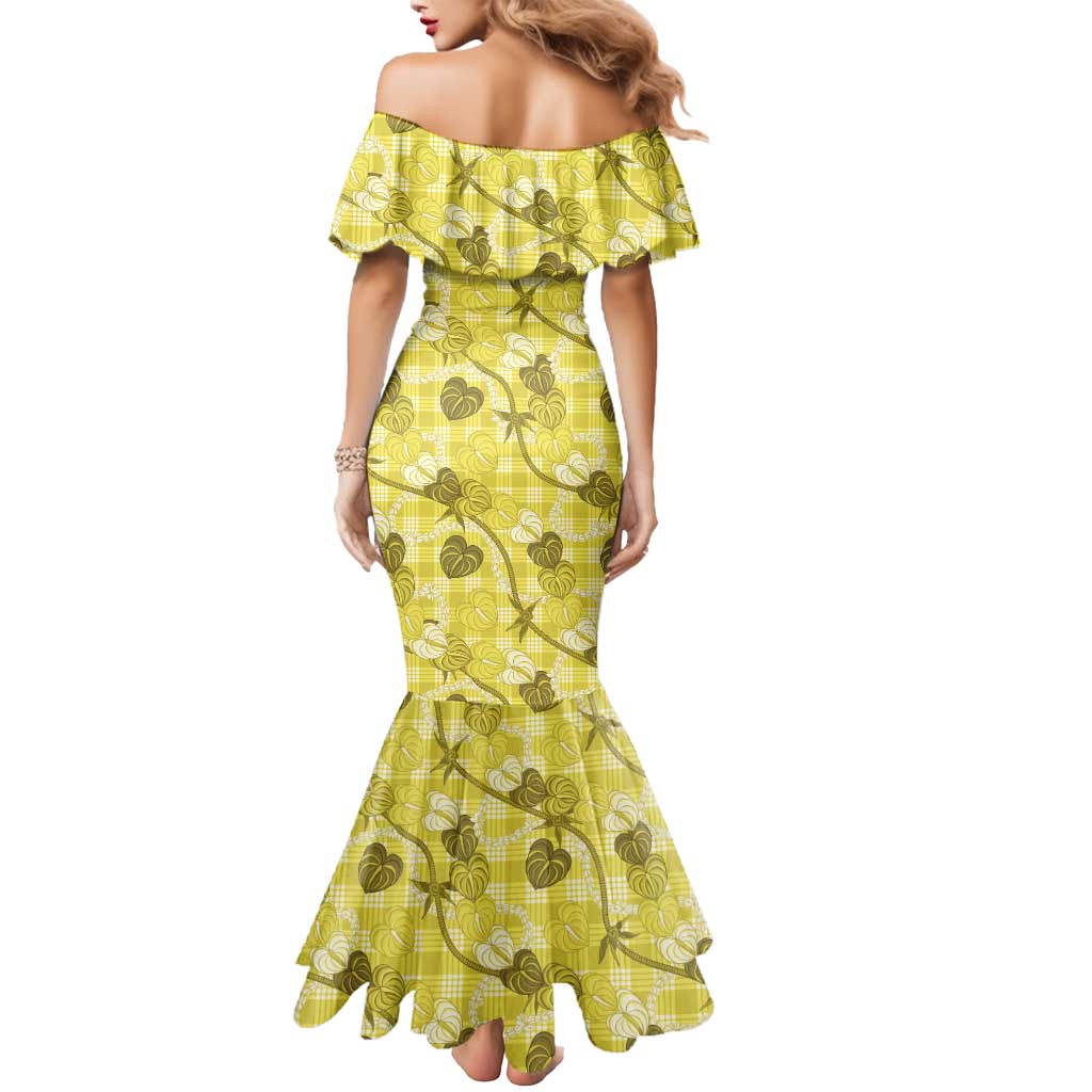 Anthurium Pikake Ti Leaf Palaka Mermaid Dress Yellow Version