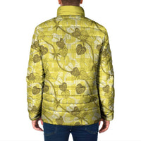 Anthurium Pikake Ti Leaf Palaka Padded Jacket Yellow Version LT01 - Polynesian Pride