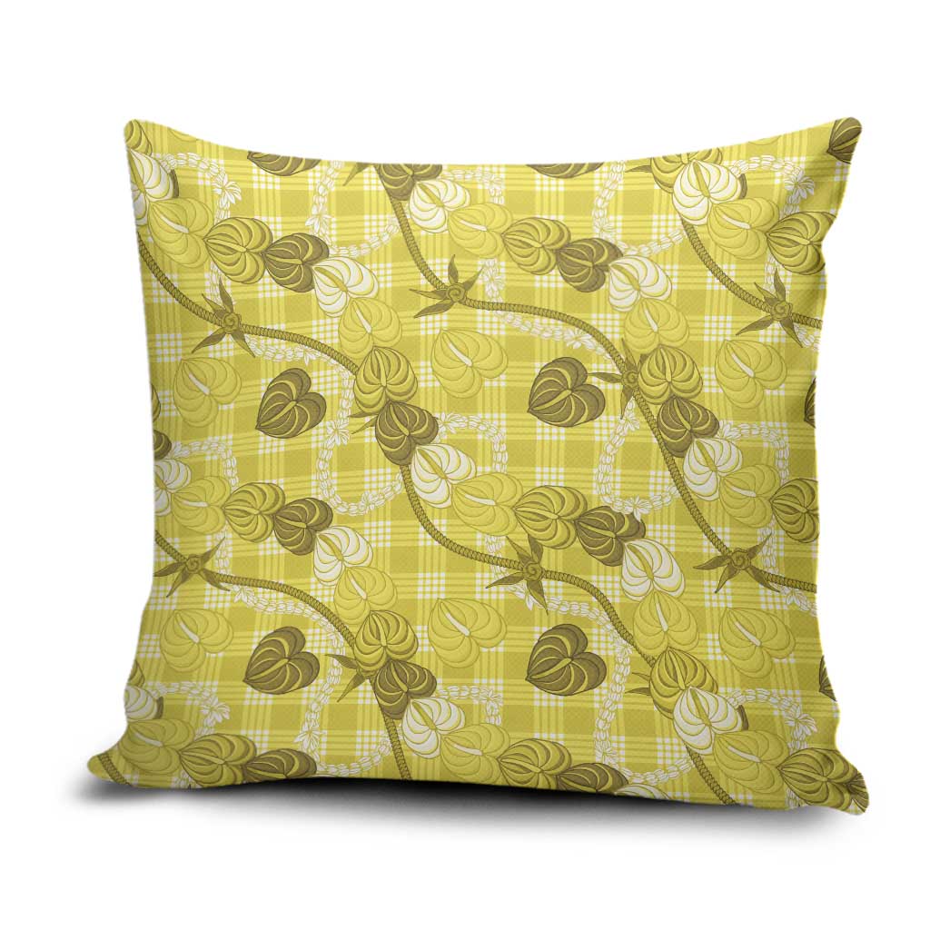 Anthurium Pikake Ti Leaf Palaka Pillow Cover Yellow Version LT01 Yellow - Polynesian Pride