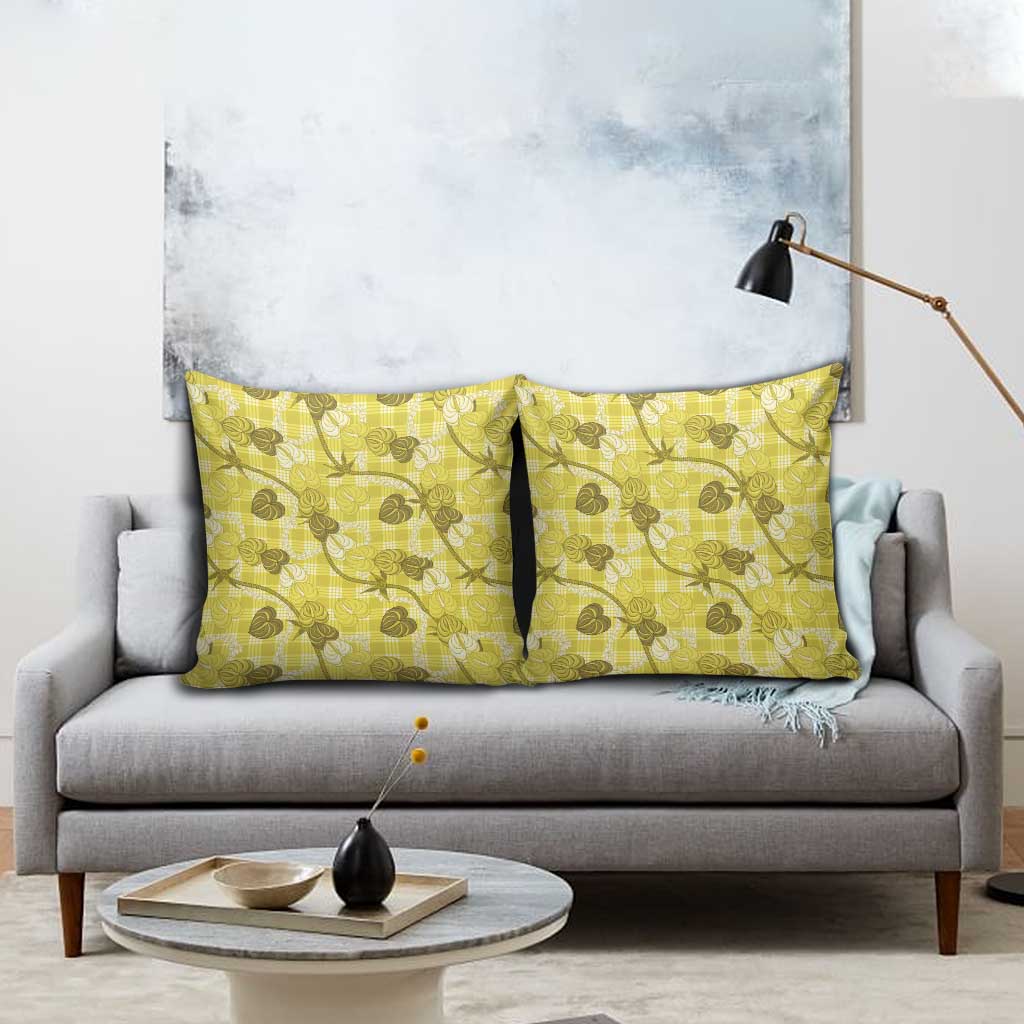 Anthurium Pikake Ti Leaf Palaka Pillow Cover Yellow Version LT01 - Polynesian Pride
