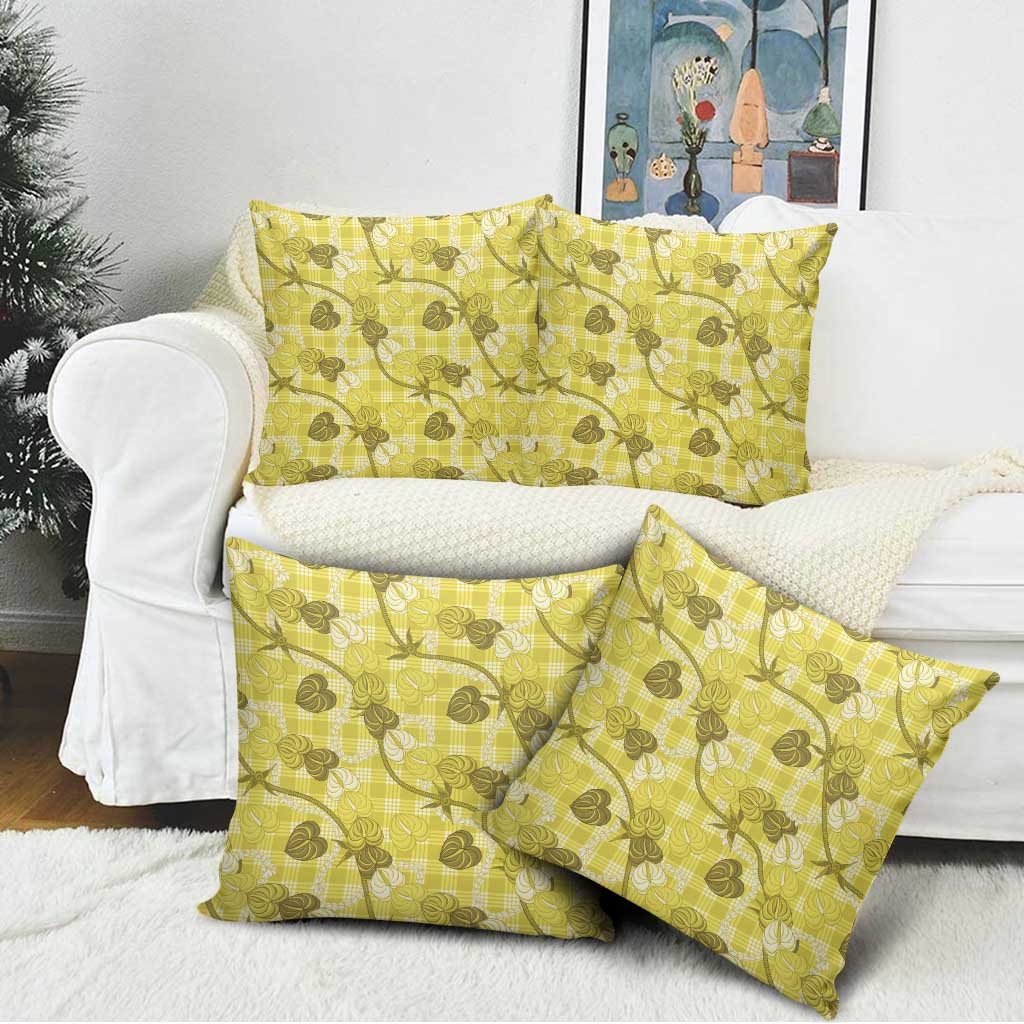 Anthurium Pikake Ti Leaf Palaka Pillow Cover Yellow Version LT01 - Polynesian Pride