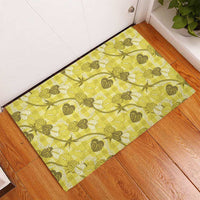 Anthurium Pikake Ti Leaf Palaka Rubber Doormat Yellow Version