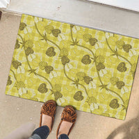 Anthurium Pikake Ti Leaf Palaka Rubber Doormat Yellow Version