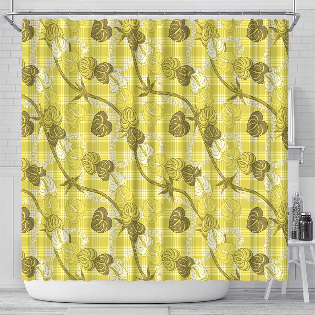 Anthurium Pikake Ti Leaf Palaka Shower Curtain Yellow Version