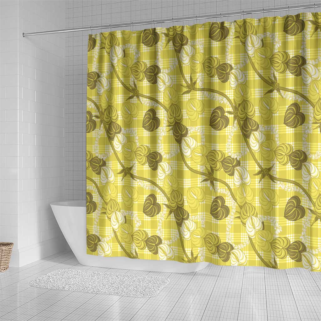 Anthurium Pikake Ti Leaf Palaka Shower Curtain Yellow Version