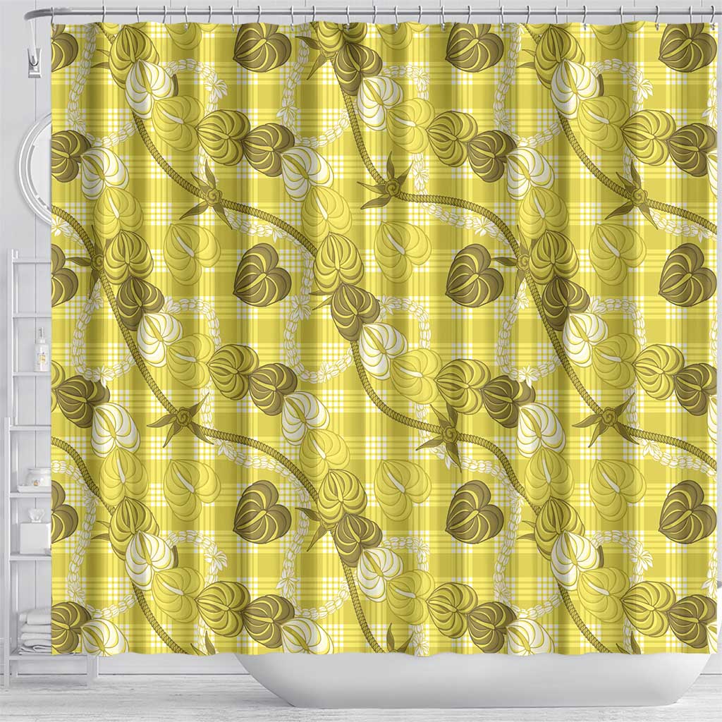 Anthurium Pikake Ti Leaf Palaka Shower Curtain Yellow Version