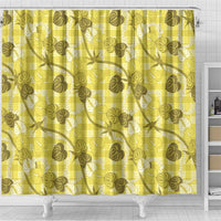 Anthurium Pikake Ti Leaf Palaka Shower Curtain Yellow Version