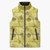 Anthurium Pikake Ti Leaf Palaka Sleeveless Puffer Jacket Yellow Version LT01 Unisex Yellow - Polynesian Pride