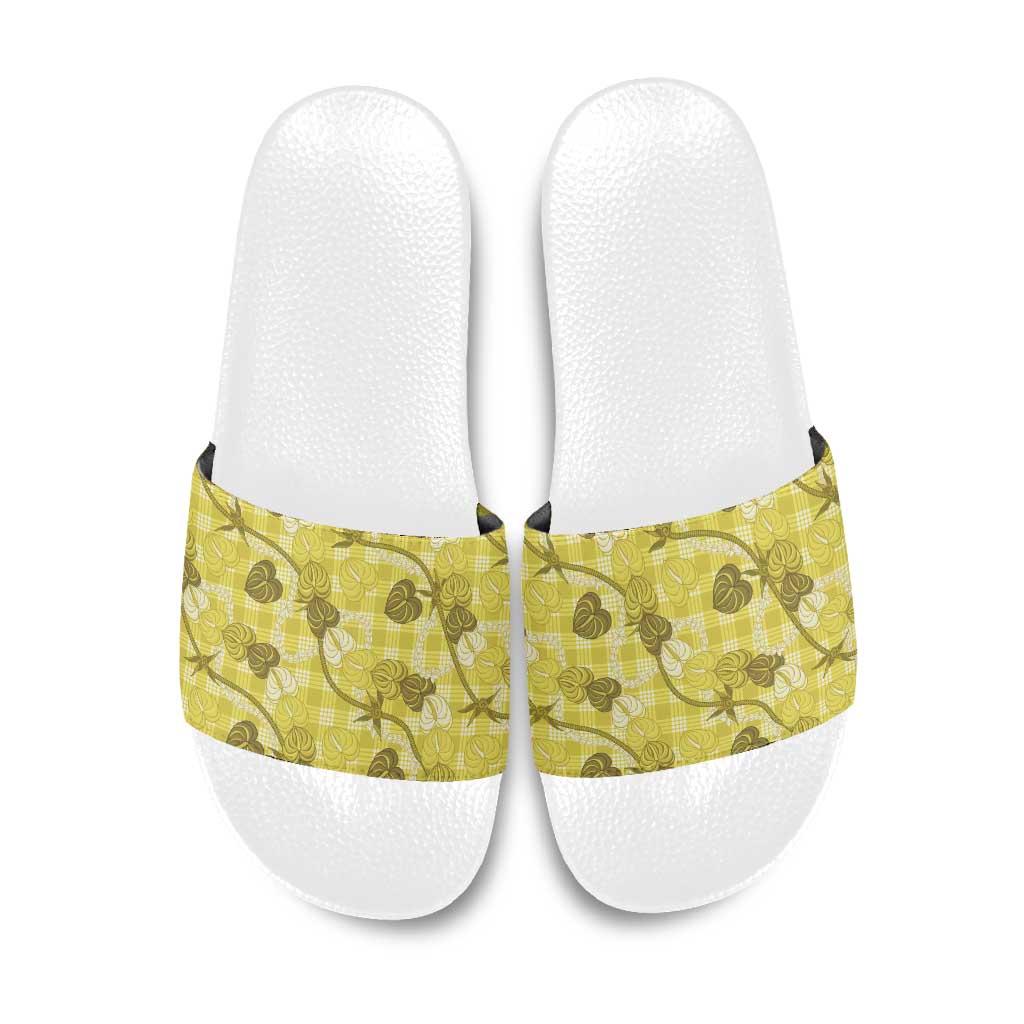 Anthurium Pikake Ti Leaf Palaka Slide Sandals Yellow Version