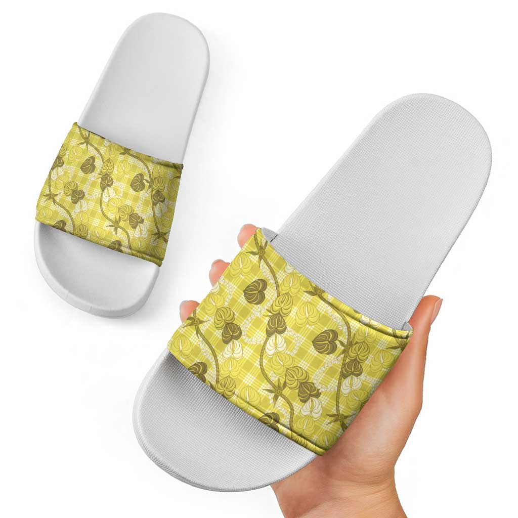 Anthurium Pikake Ti Leaf Palaka Slide Sandals Yellow Version