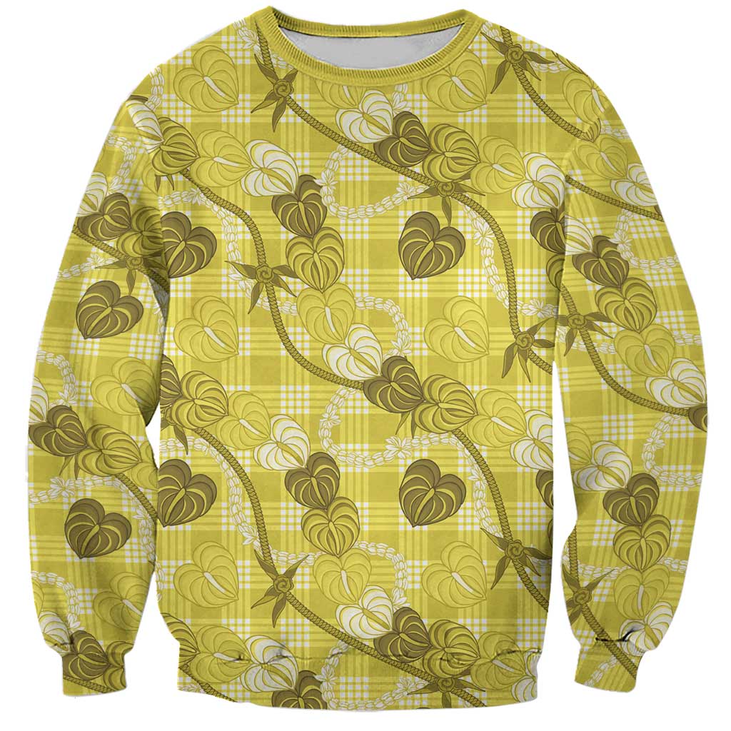 Anthurium Pikake Ti Leaf Palaka Sweatshirt Yellow Version LT01 Unisex Yellow - Polynesian Pride