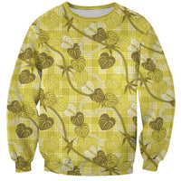 Anthurium Pikake Ti Leaf Palaka Sweatshirt Yellow Version LT01 Unisex Yellow - Polynesian Pride