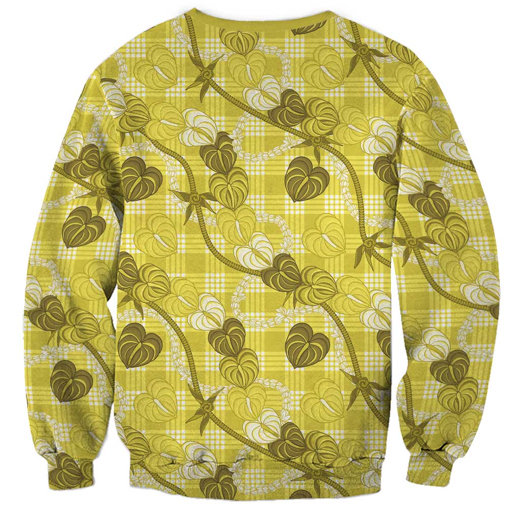 Anthurium Pikake Ti Leaf Palaka Sweatshirt Yellow Version LT01 - Polynesian Pride