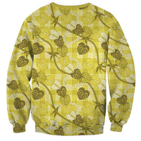 Anthurium Pikake Ti Leaf Palaka Sweatshirt Yellow Version LT01 - Polynesian Pride