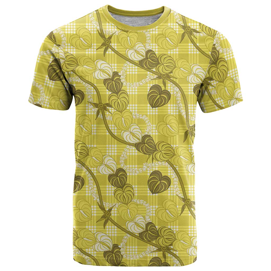 Anthurium Pikake Ti Leaf Palaka T Shirt Yellow Version LT01 Yellow - Polynesian Pride