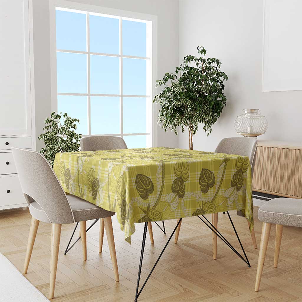 Anthurium Pikake Ti Leaf Palaka Tablecloth Yellow Version LT01 - Polynesian Pride