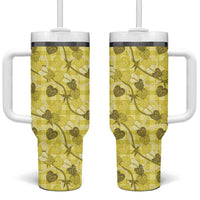 Anthurium Pikake Ti Leaf Palaka Tumbler With Handle Yellow Version LT01 One Size: 40 oz Yellow - Polynesian Pride