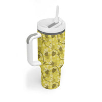 Anthurium Pikake Ti Leaf Palaka Tumbler With Handle Yellow Version LT01 - Polynesian Pride
