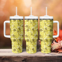 Anthurium Pikake Ti Leaf Palaka Tumbler With Handle Yellow Version LT01 - Polynesian Pride