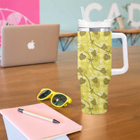 Anthurium Pikake Ti Leaf Palaka Tumbler With Handle Yellow Version LT01 - Polynesian Pride
