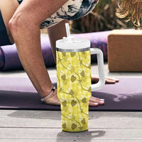 Anthurium Pikake Ti Leaf Palaka Tumbler With Handle Yellow Version LT01 - Polynesian Pride