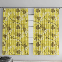 Anthurium Pikake Ti Leaf Palaka Window Curtain Yellow Version LT01 With Hooks Yellow - Polynesian Pride