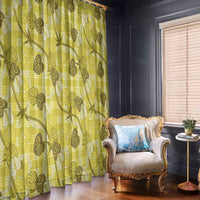 Anthurium Pikake Ti Leaf Palaka Window Curtain Yellow Version LT01 - Polynesian Pride