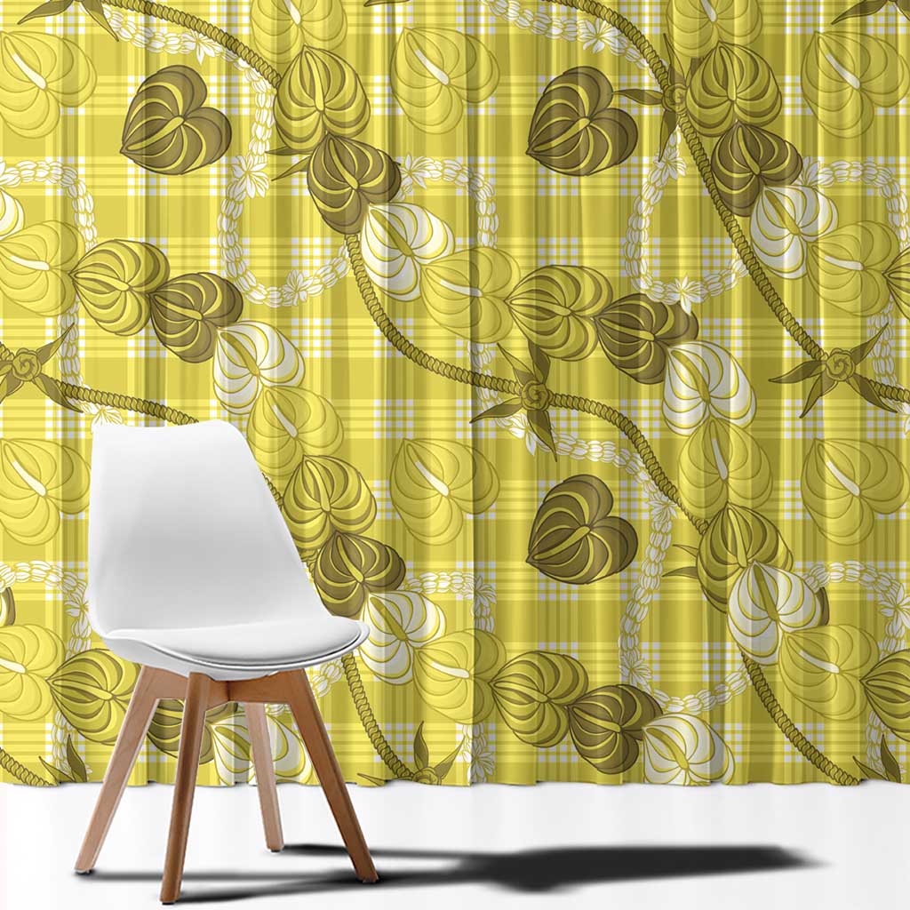 Anthurium Pikake Ti Leaf Palaka Window Curtain Yellow Version LT01 - Polynesian Pride