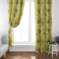 Anthurium Pikake Ti Leaf Palaka Window Curtain Yellow Version LT01 - Polynesian Pride