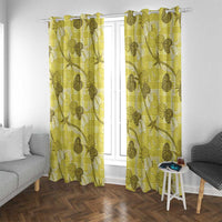 Anthurium Pikake Ti Leaf Palaka Window Curtain Yellow Version LT01 With Grommets Yellow - Polynesian Pride